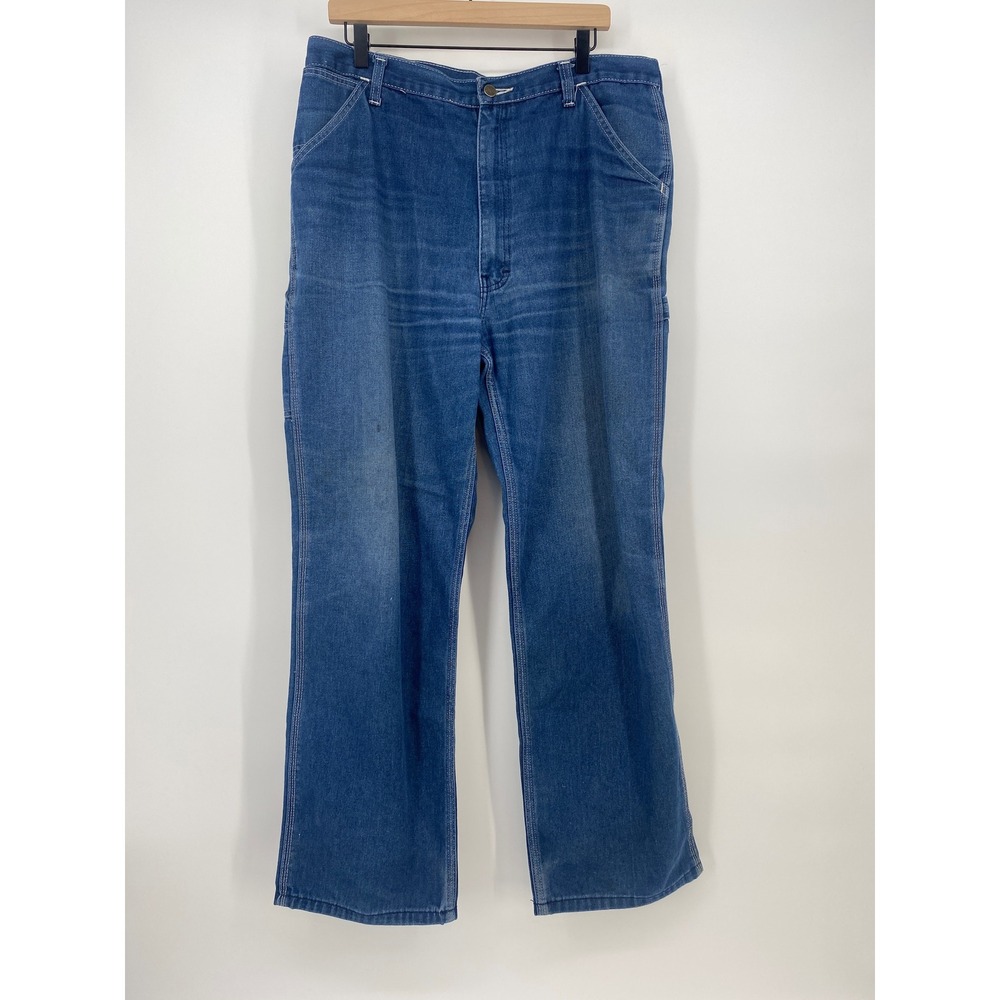 Roebucks Carpenter Jeans 38x32 Blue Good Vintage Workwear Denim USA Made